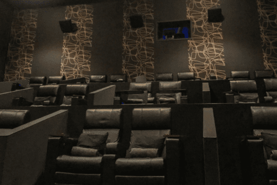 home theater with riser