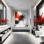 Modern Bathroom with Splash of Red